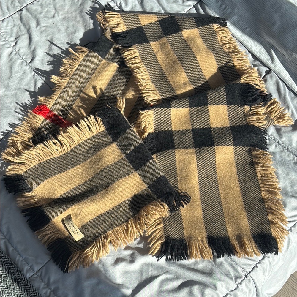 Burberry Beige and Black Checkered Scarf
